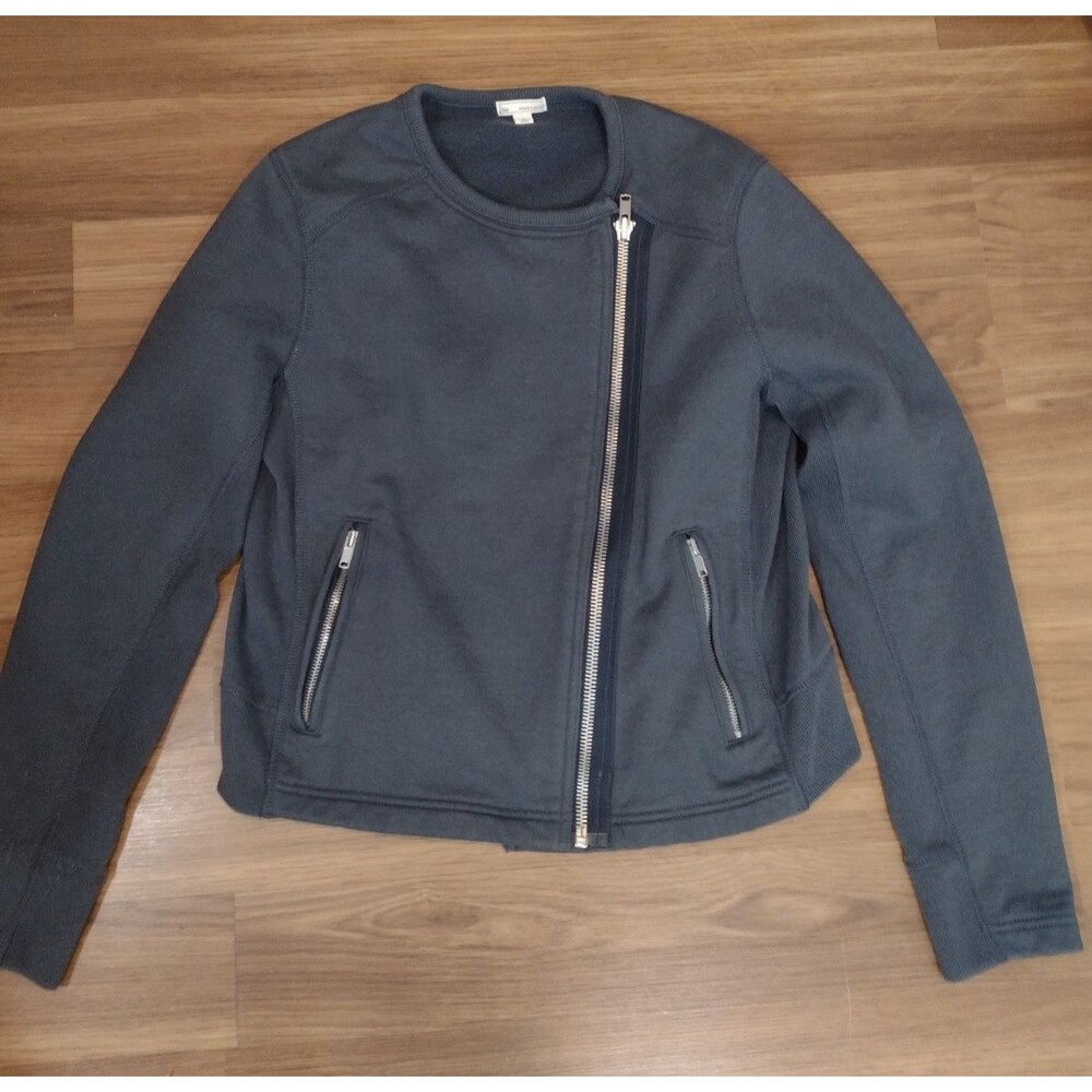 GAP Womens Jacket Large Blue Asymmetrical Zip Thick Preppy Classic